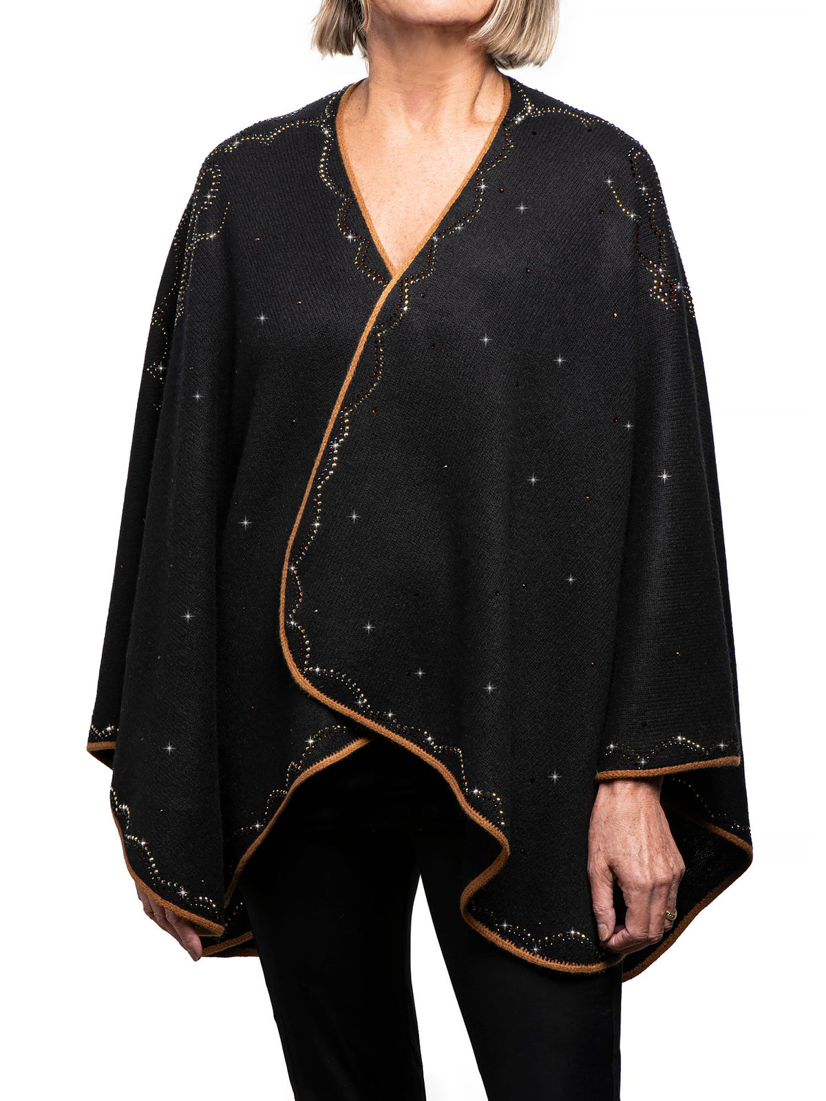 Luxury cashmere Cropped Western Cape shown in black.