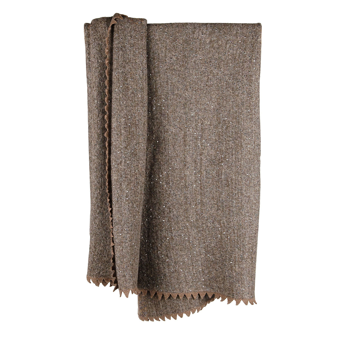 Taupe colored Merino Boucle Knitted Throw