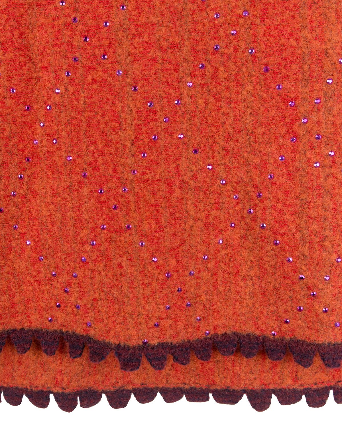 Persimmon colored Merino Boucle Knitted Throw fabric swatch.