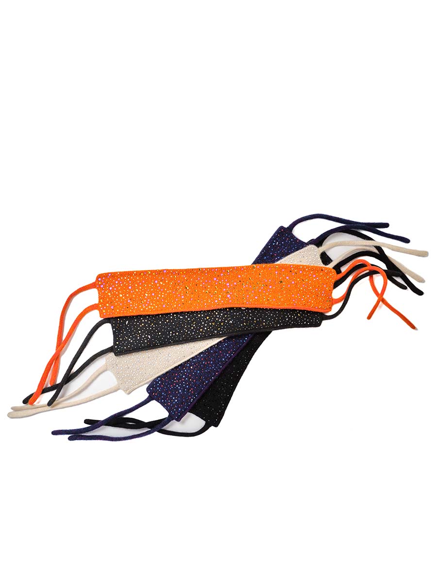 5 luxury crystal embellished cashmere headbands in all available colors.