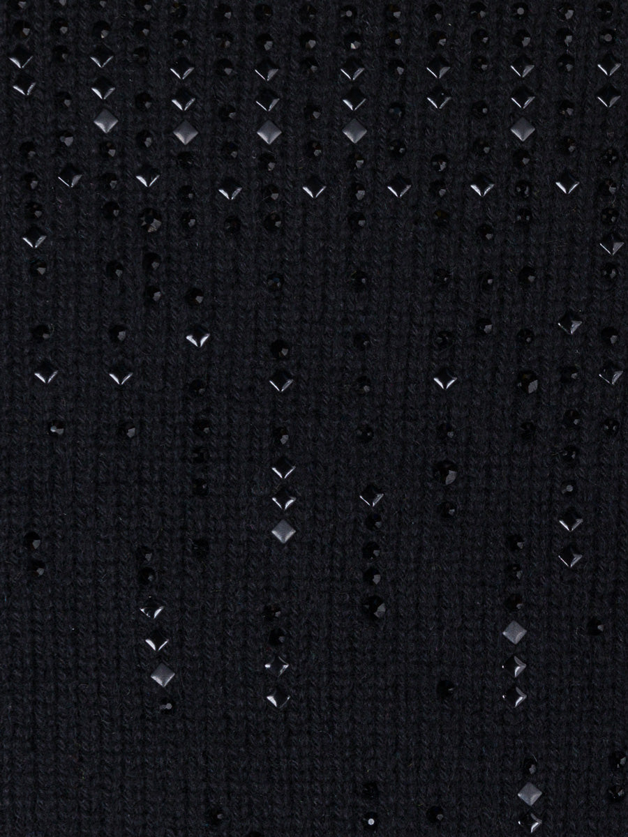 Black Mid Length Lattice Fingerless Gloves fabric swatch.