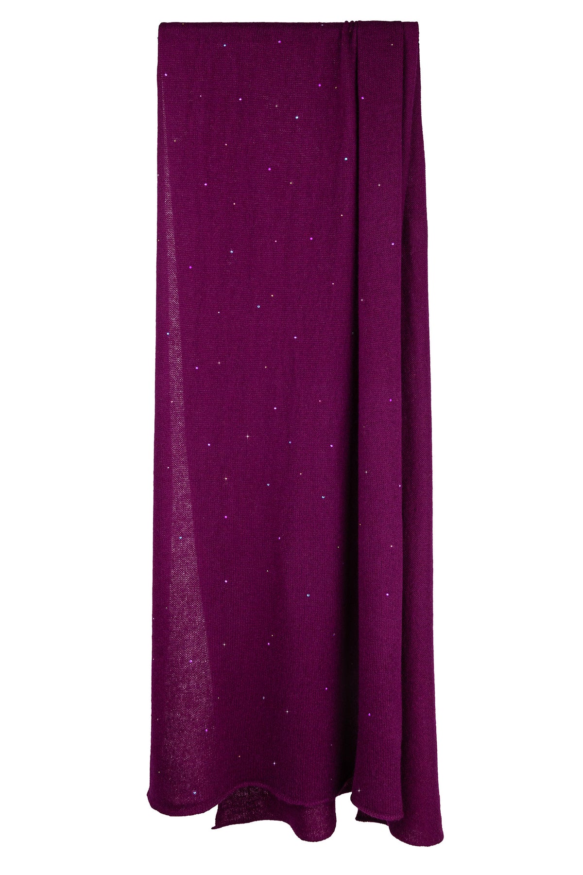 Luxurious, lightweight cashmere Tissue Weight Shawl in the color, Bordeaux, with small Swarovski crystals scattered throughout. Handmade by Elyse Allen Textiles.