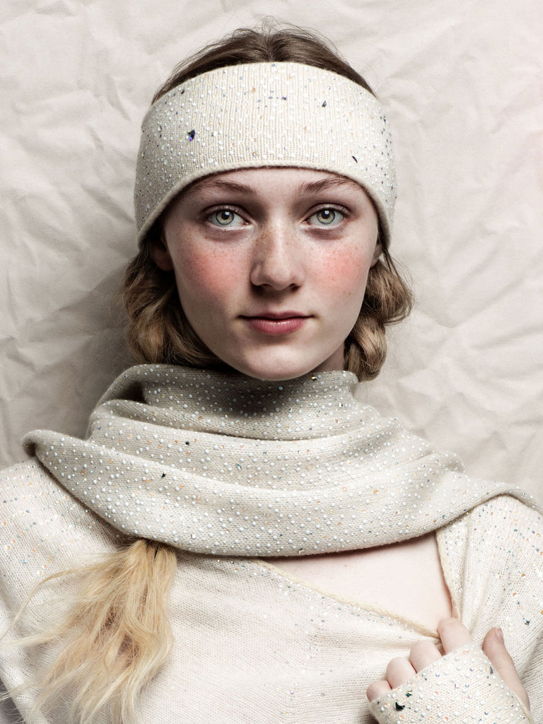 Adjustable Cashmere Swarovski Crystal Headband by Elyse Allen Textiles