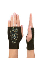 Iridescent Olive Cropped Stingray Fingerless Gloves.