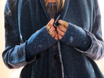 Model wearing Saturn Featherweight cashmere gloves. editorial-image