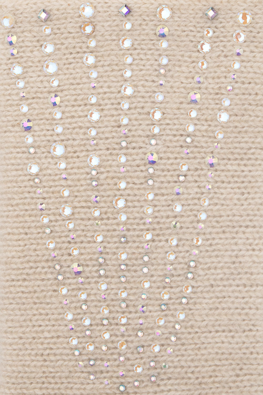 Ivory fabric swatch for Epaulette Cashmere Gloves showing crystals.