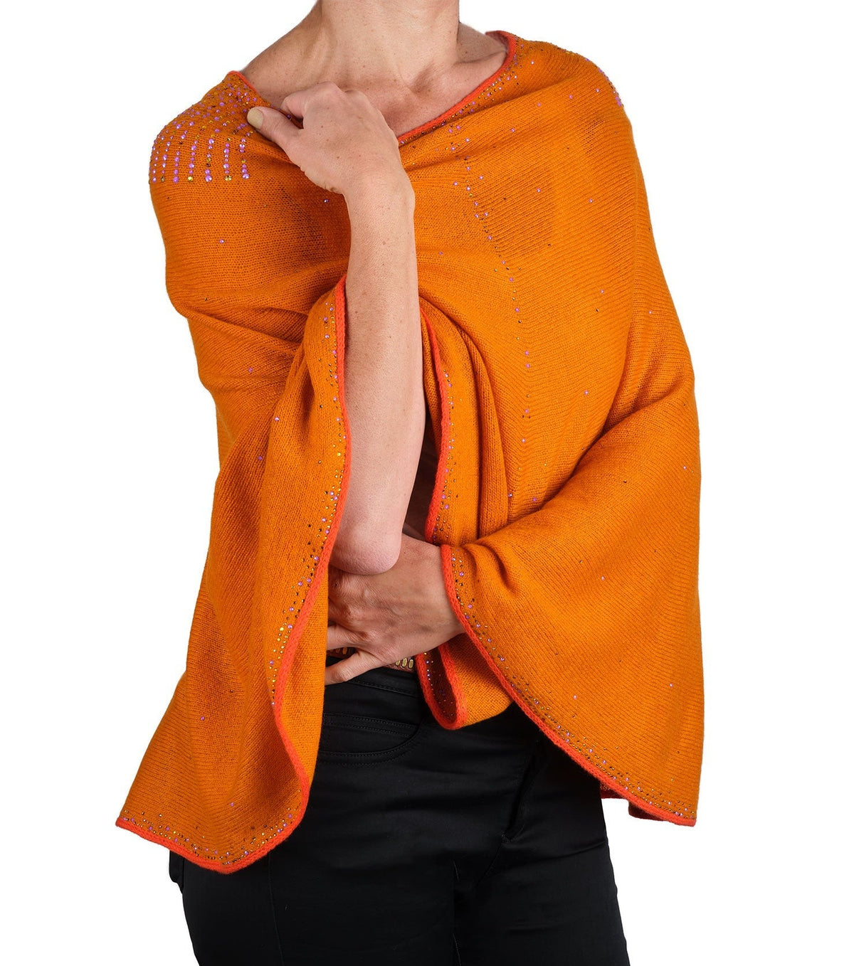 'Saffron' Tissue Weight Epaulette Poncho- size M/L