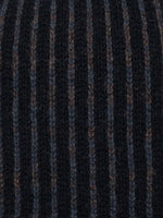 Black Striped Fairisle Hat cashmere fabric swatch.