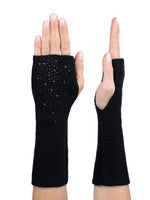 Long black cashmere fingerless Hydra Gloves.