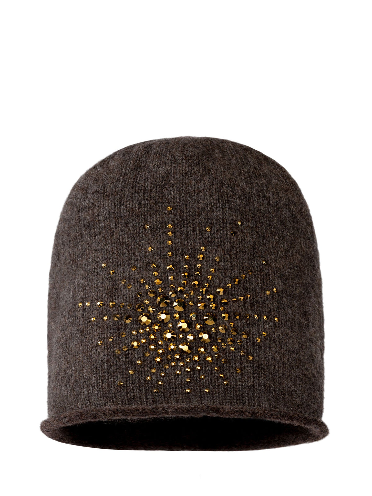 Winter style Metallic Brown Sea Urchin Cloche with a large starburst of large crystals on the front.