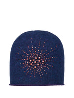Plum colored cashmere Sea Urchin Cloche with a Swarovski crystal sea urchin pattern. 