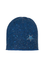Luxury cashmere winter hat with a shooting star design in Swarovski crystals.