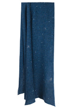 Lapis Blue Tissue Weight Shooting Star Shawl with star cluster embellishments in Swarovski crystals.