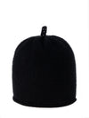 Super soft cashmere beanie with a top loop adorned with black Swarovski crystals. Made by Elyse Allen Textiles