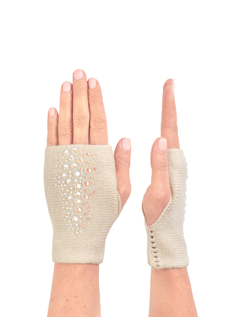 Ivory Cropped Stingray Fingerless Gloves.