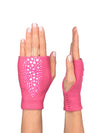 Pink luxury gloves for women with pink Swarovski crystals. Gloves are fingerless and made of fine cashmere.