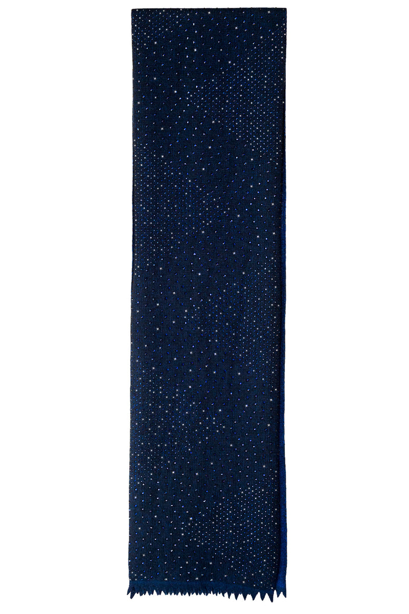 Indigo Crystal Scarf with navy Swarovski crystals in a zig zag pattern.