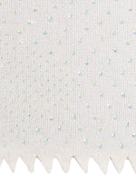 Wisp colored Crystal Shawl fabric swatch showing sawtooth fringe and crystals. 