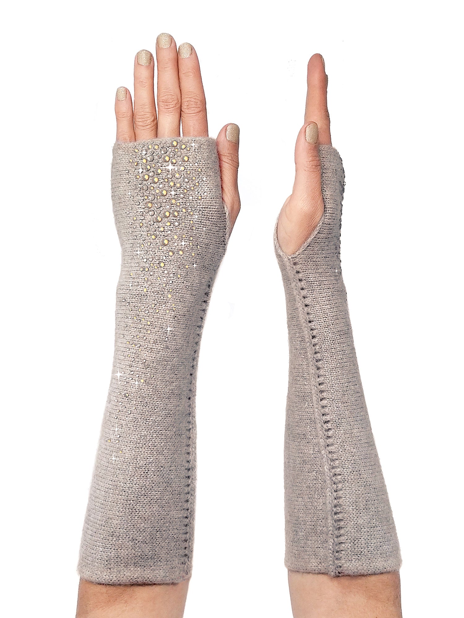 【AURALEE】BABY CASHMERE KNIIT LONG GLOVES AURALEE - Baby Cashmere Knit Long Gloves (Top Light Khaki