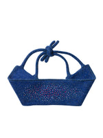 Indigo blue colored cashmere crystal embellished Dragon Headband by Elyse Allen Textiles.
