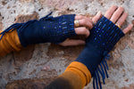 Indigo Mid Length Fringe Lattice Gloves editorial-image.