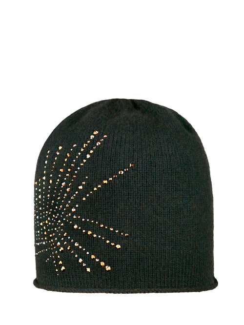 Forest Green Epaulette Cloche with bronze crystal embellishments..