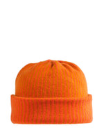 Saffron colored Fairisle Hat with the brim folded up.