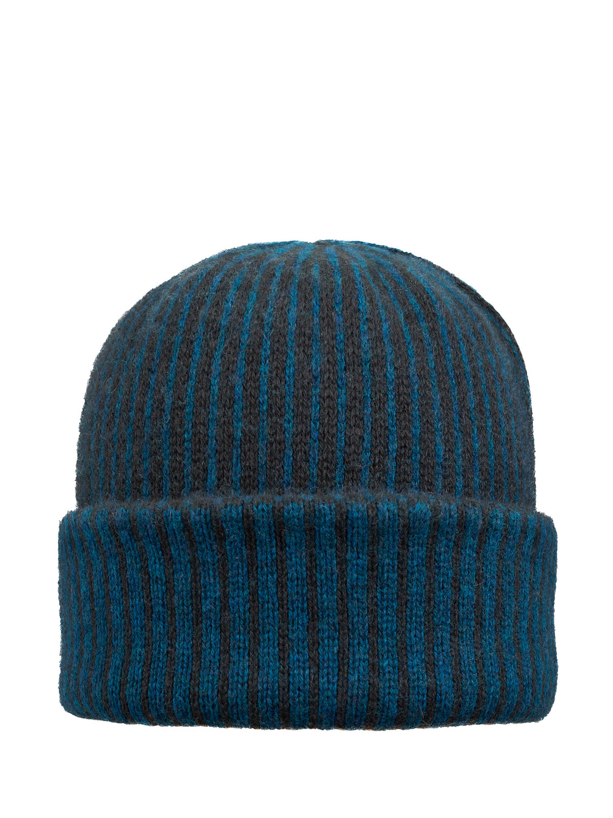 Cashmere Tourmaline colored striped Fairisle Hat.