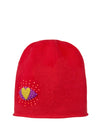 Red Cashmere felt applique Heart Cloche with a big open eye with a heart in the center, studded with tiny crystals and bright rays bursting outward in larger crystals 