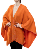 High end luxury cashmere Saffron colored Heavy Weight Ruana Cape.
