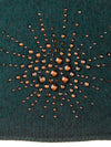 Dark Green Sea Urchin Cloche fabric swatch with amber colored Swarovski crystals.