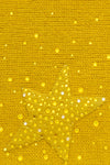 Turmeric fabric swatch for Star Applique Shawl embellished with fine Austrian Crystals.