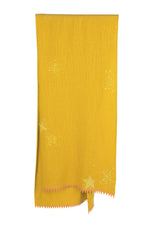 Turmeric Cashmere Shawl with applique stars embellished with fine Austrian crystals.