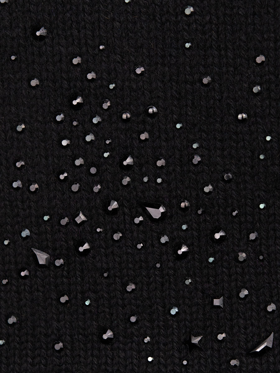 Black crystal and fabric swatch for Starry Night Cloche.