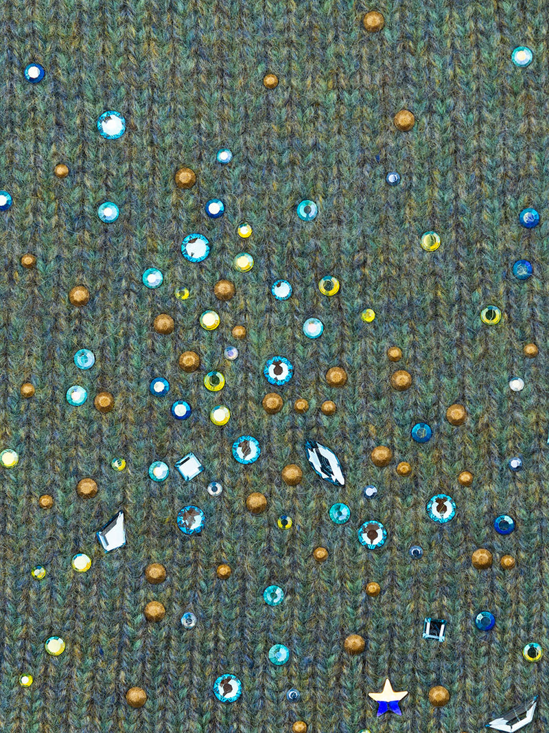 Sage Green Starry Night Cloche fabric swatch - close up.