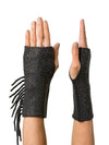 Assam colored Mid Length Static Fringe Cashmere Fingerless by Elyse Allen Textiles.