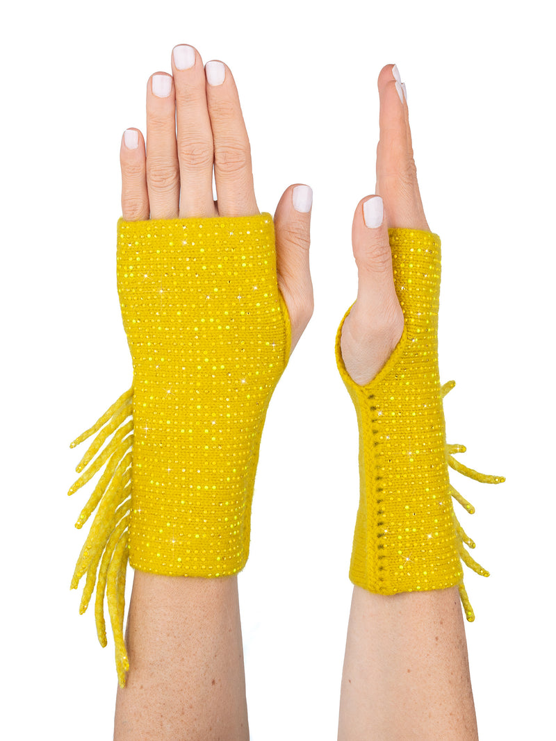 Mid Length Static Fringe Fingerless Gloves (sale)