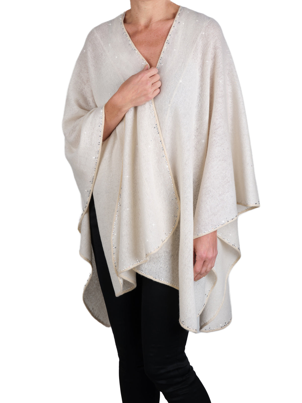 Ivory Tissue Weight Ruana Cape.